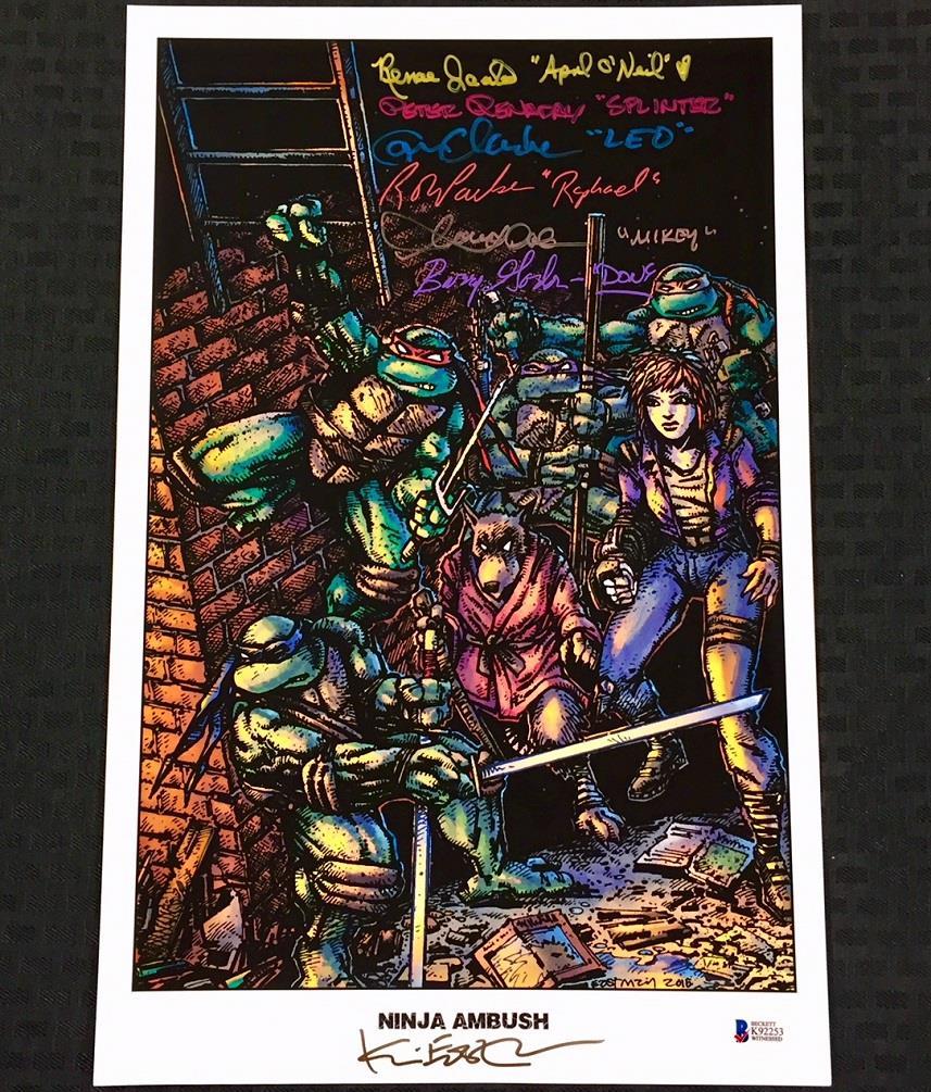 Teenage Mutant Ninja Turtles TMNT Cast (7) Signed 11x17 Photo w/ Beckett BAS COA
