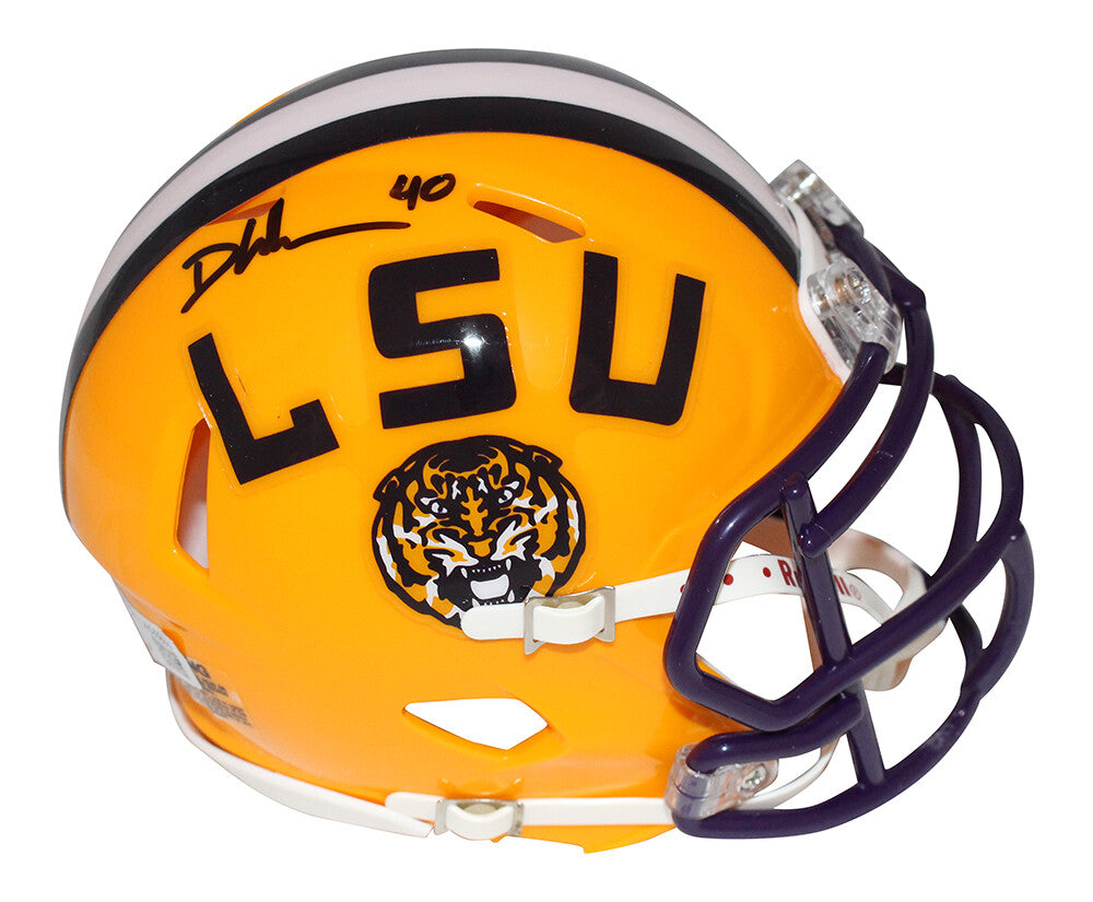 Devin White Autographed/Signed LSU Tigers Mini Helmet Beckett 40583