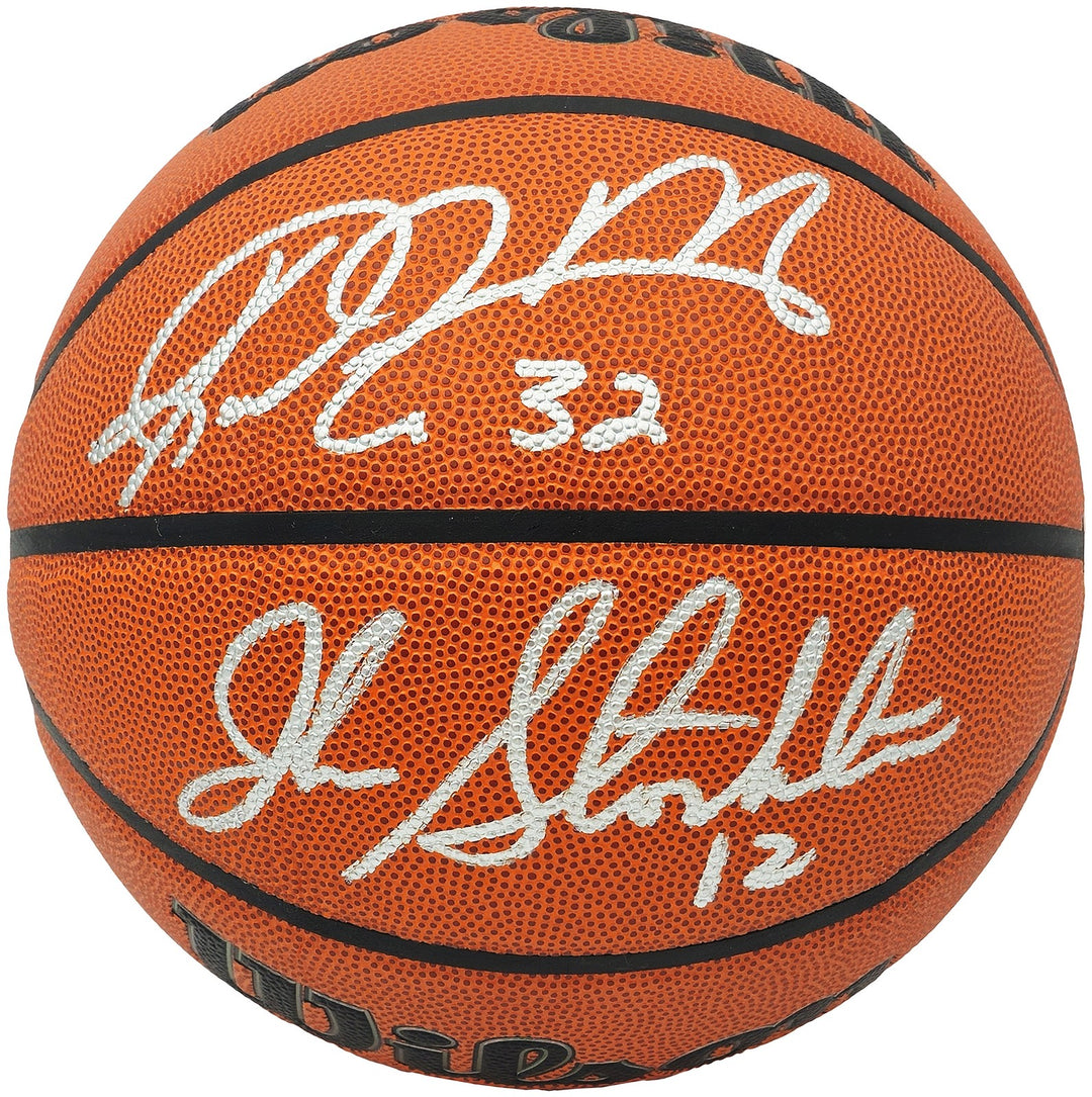 John Stockton & Karl Malone Auto Authentic Series I/O Basketball Utah Jazz BAS