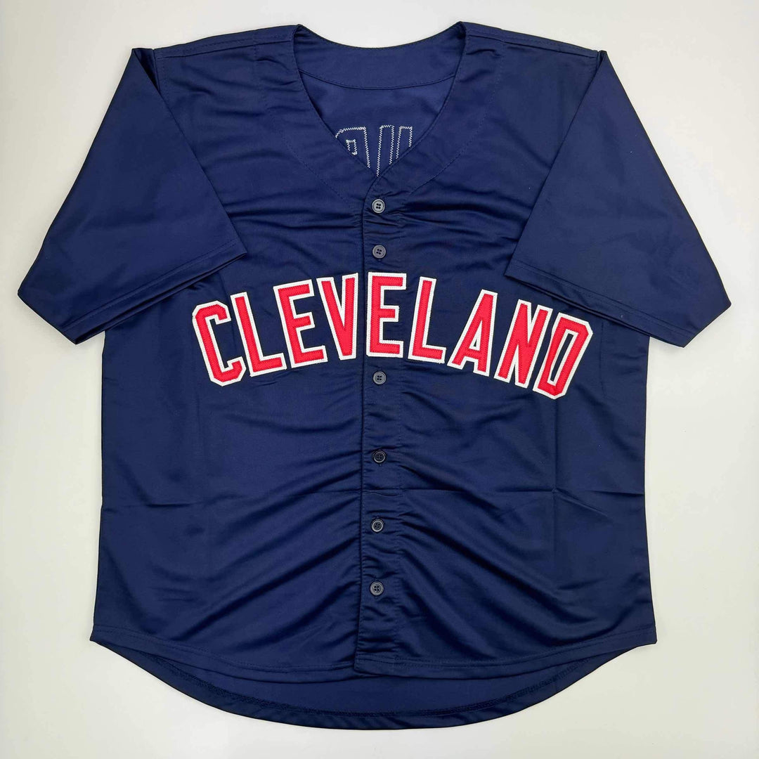 Autographed/Signed Corey Kluber Cleveland Blue Baseball Jersey Beckett BAS COA