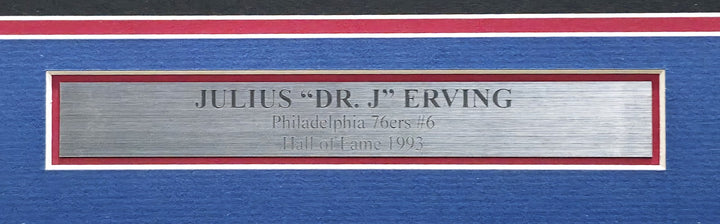 Philadelphia 76ers Julius Dr. J Erving Signed Framed Blue Jersey Beckett