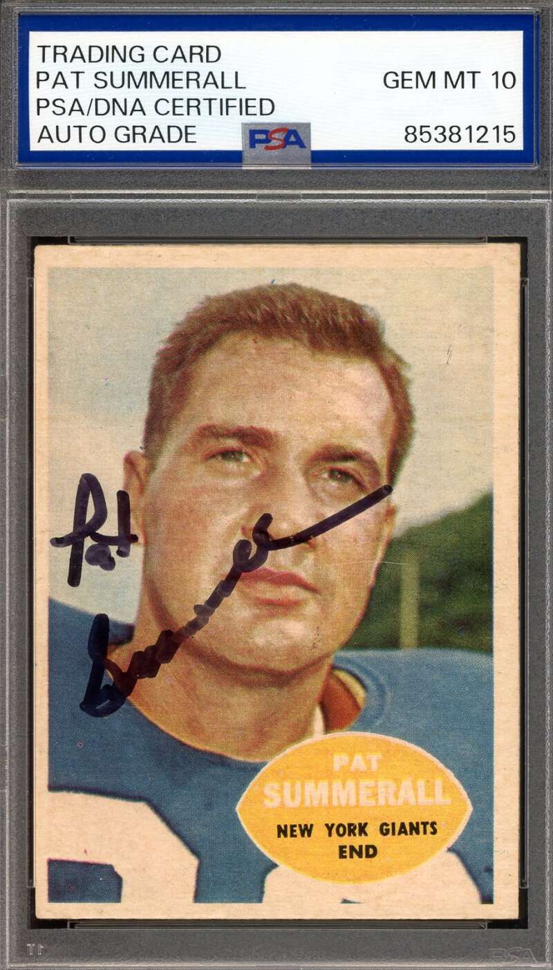 Pat Summerall Gem Mint 10 PSA DNA Signed 1960 Topps Autograph