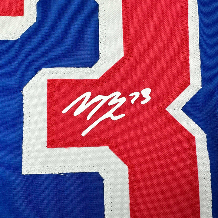 Facsimile Autographed Matt Rempe New York Blue Reprint Jersey Size Men's XL