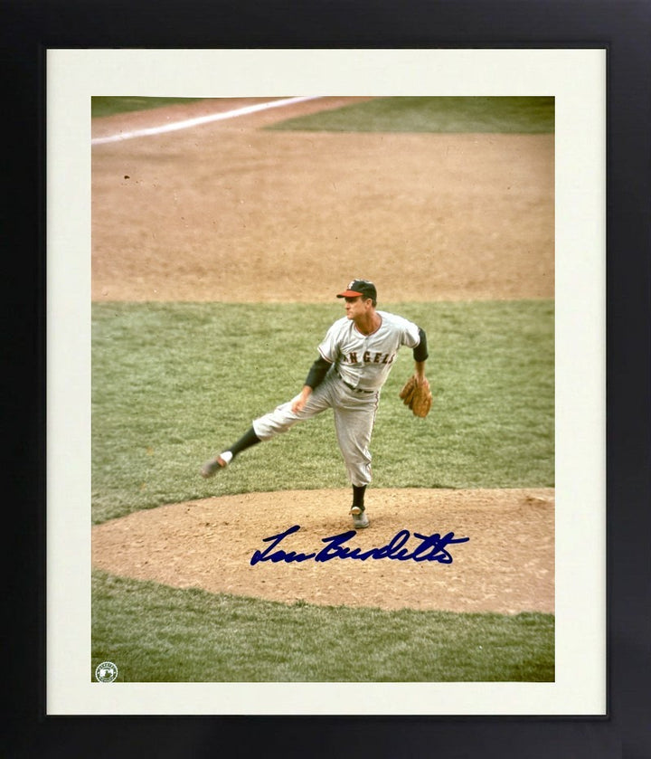 Lou Burdette signed California Angels MLB 8x10 Photo dings Framed - COA/Ticket