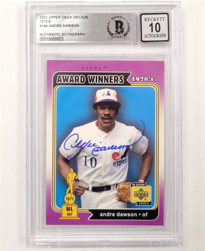 Andre Dawson signed 2001 UD 1970's Award Winner 164 card Beckett BGS BAS 10 auto
