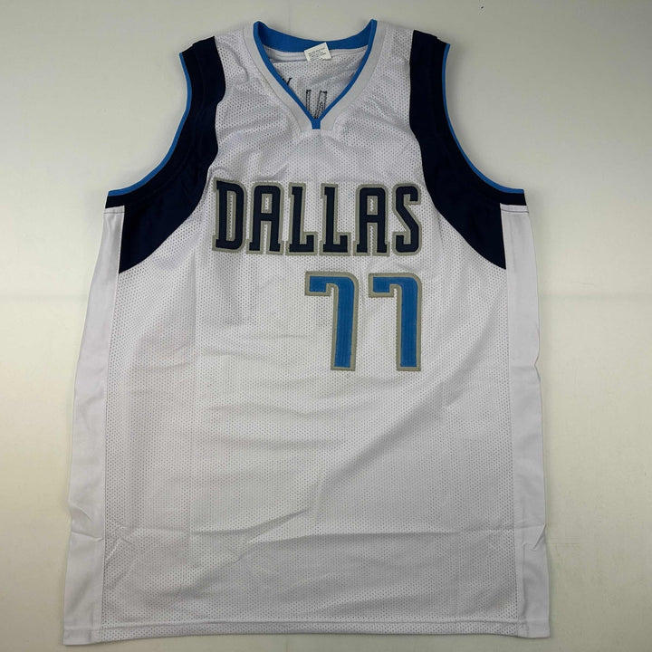 Facsimile Autographed Luka Doncic Dallas White Reprint Jersey Size Men's XL