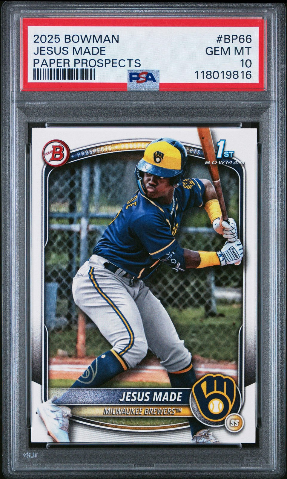 Graded 2025 Topps Bowman Jesus Made #BP66 Paper Rookie RC Baseball Card PSA 10