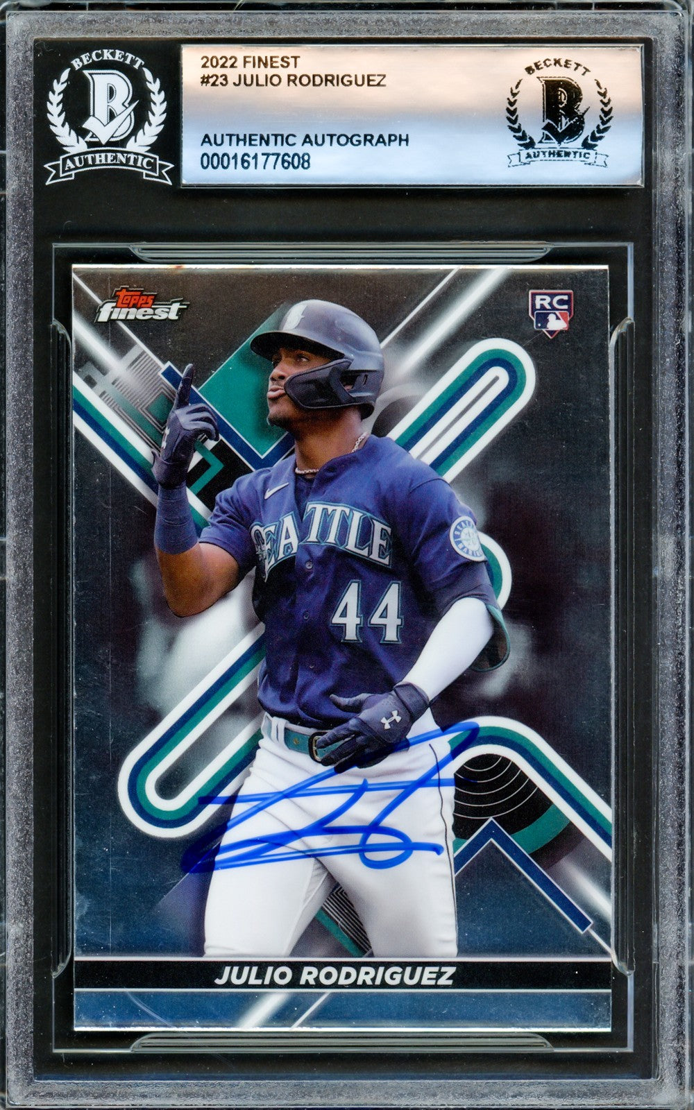Julio Rodriguez Auto Signed 2022 Topps Finest RC 23 Seattle Mariners Beckett