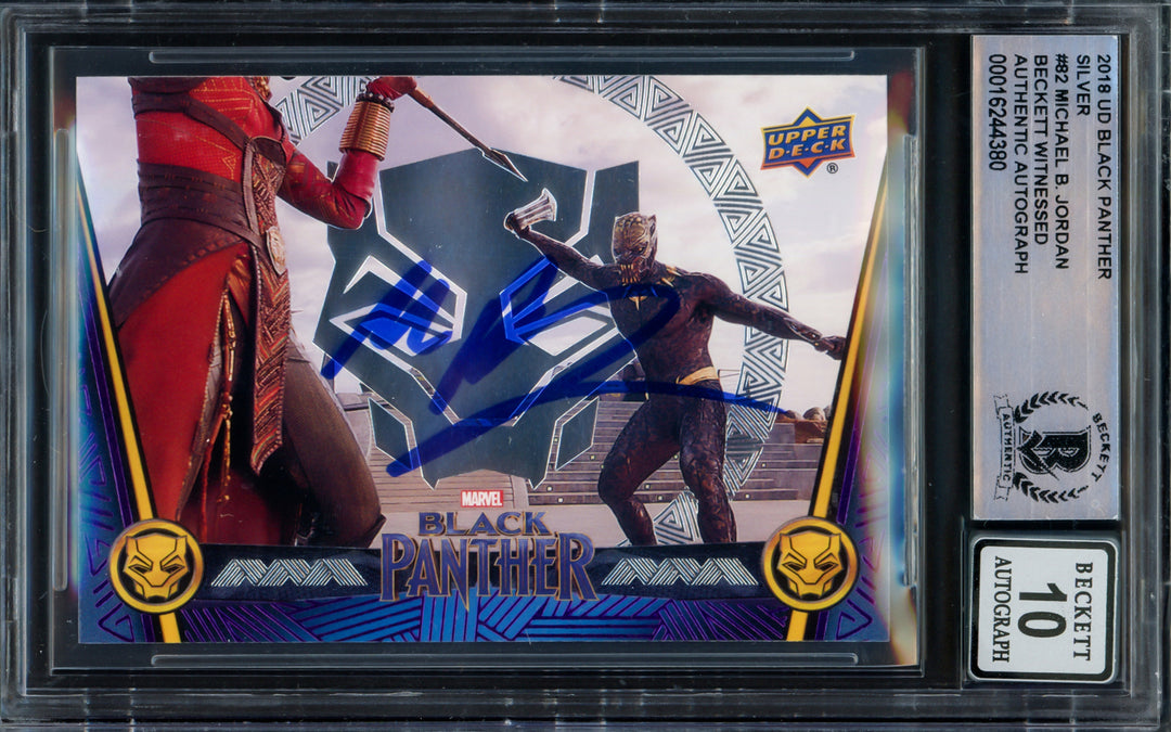 Michael B. Jordan 2018 UD Black Panther Silver Card Marvel Gem 10 Auto Beckett C