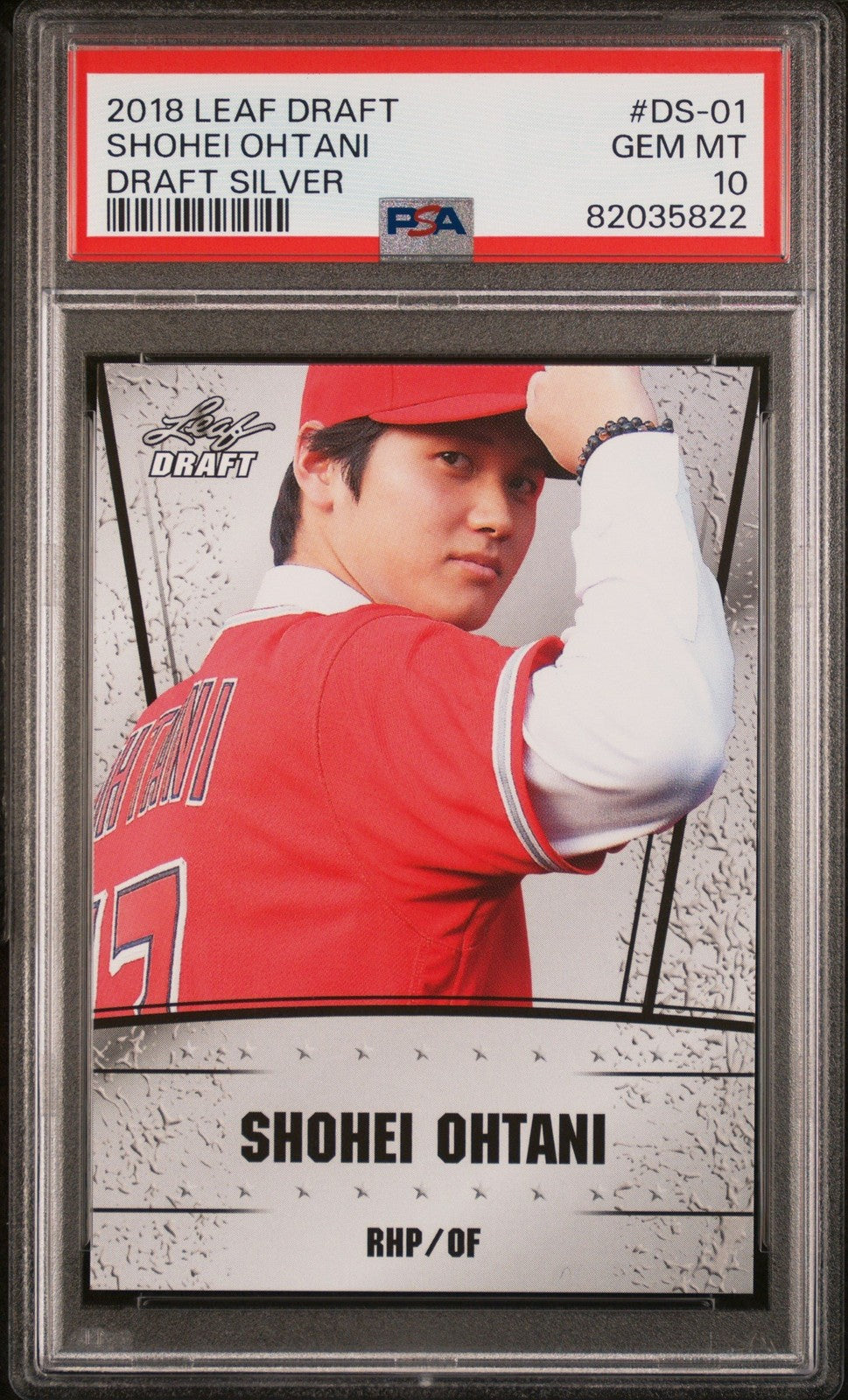 Graded 2018 Leaf Draft Shohei Ohtani #DS-01 Draft Silver RC Card PSA 10