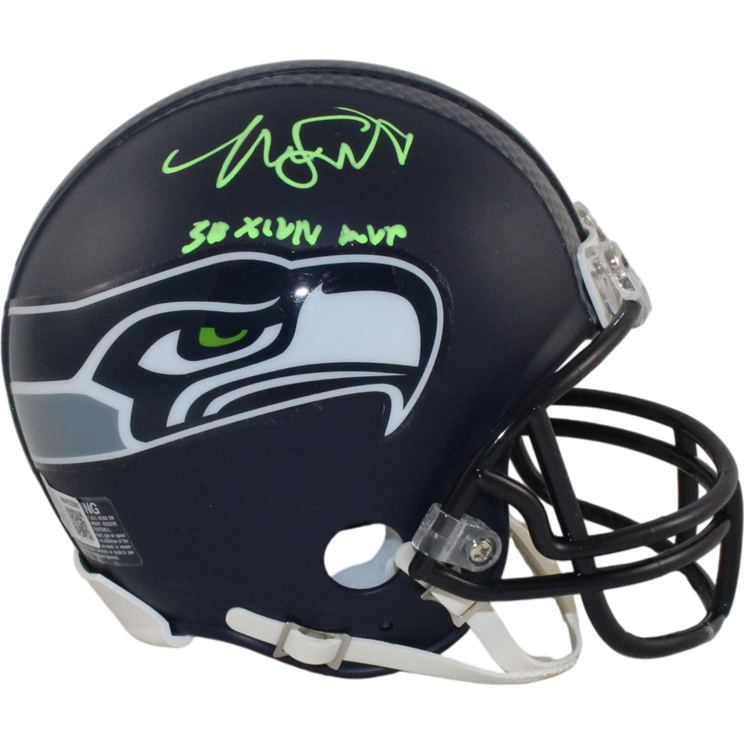 Malcolm Smith Autographed Seattle Seahawks VSR4 Mini Helmet SB MVP Beckett 55045
