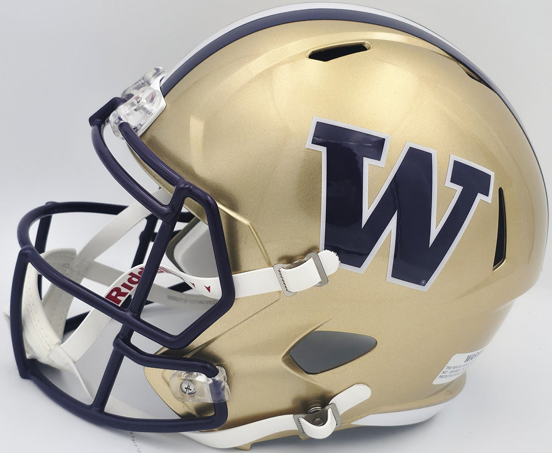 Michael Penix Jr Auto Washington Huskies Gold Full Size Speed Replica Helmet BAS
