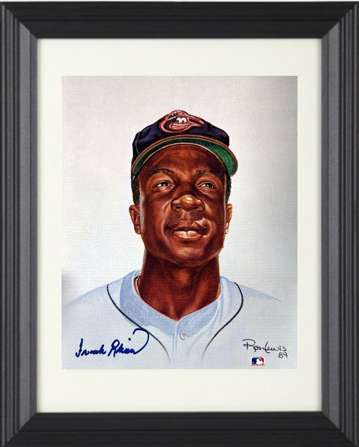 Frank Robinson signed Orioles MLB Ron Lewis 89 8x10 Photo Framed- Tuff Stuff COA