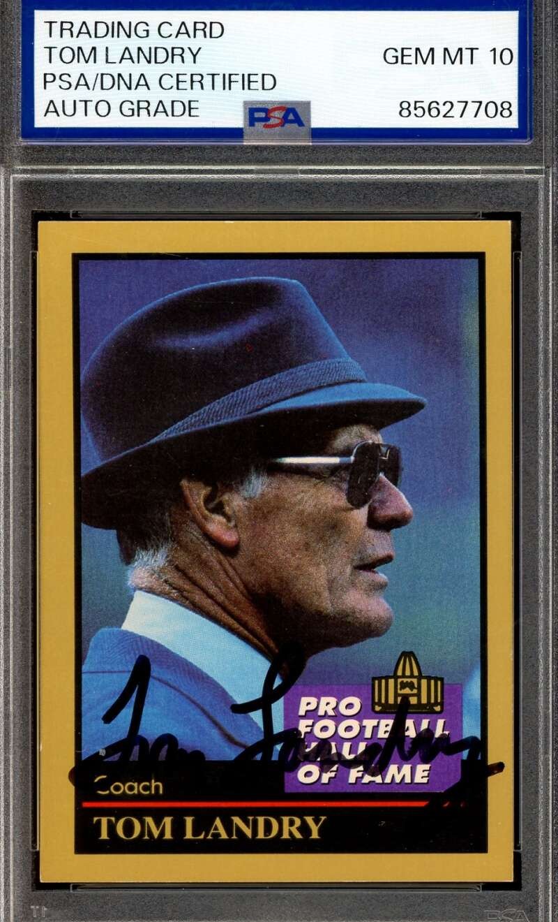 Tom Landry Gem Mint 10 PSA DNA Signed 1991 Enor Hall of Fame Autograph