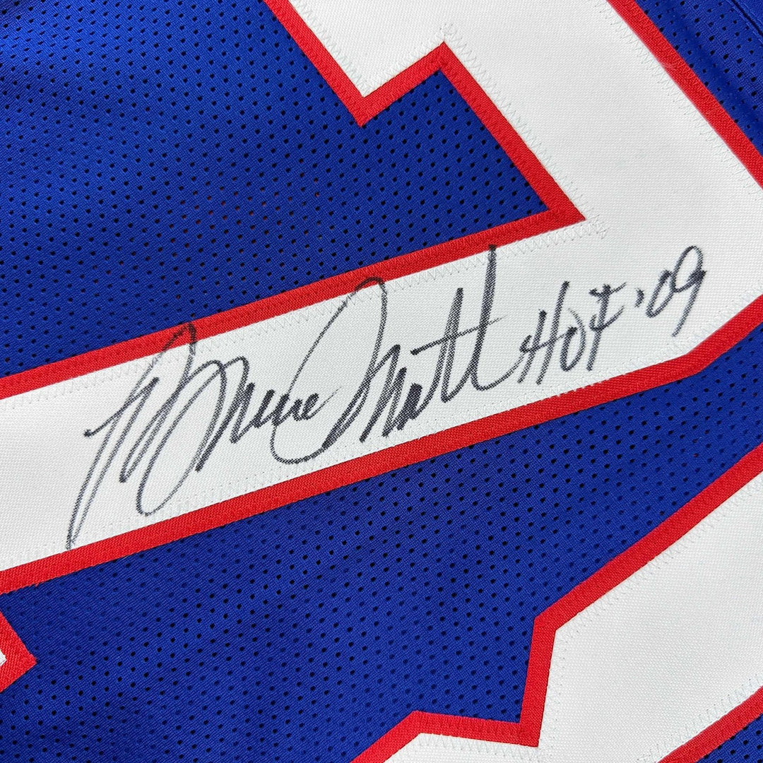 Autographed/Signed Bruce Smith HOF 09 Buffalo Blue Jersey Beckett COA