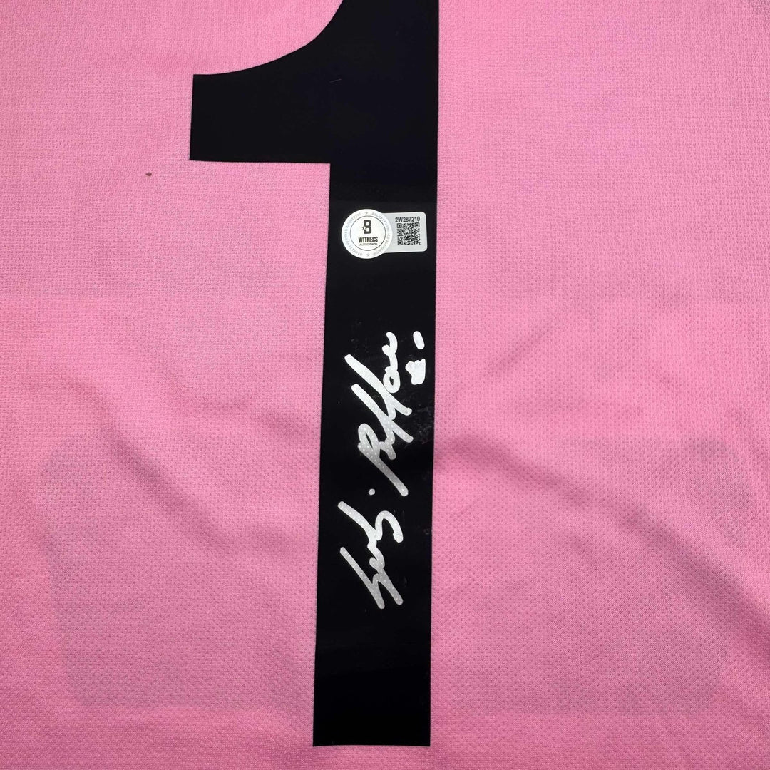 Autographed/Signed Gianluigi Buffon Juventus Pink Jersey Beckett BAS COA