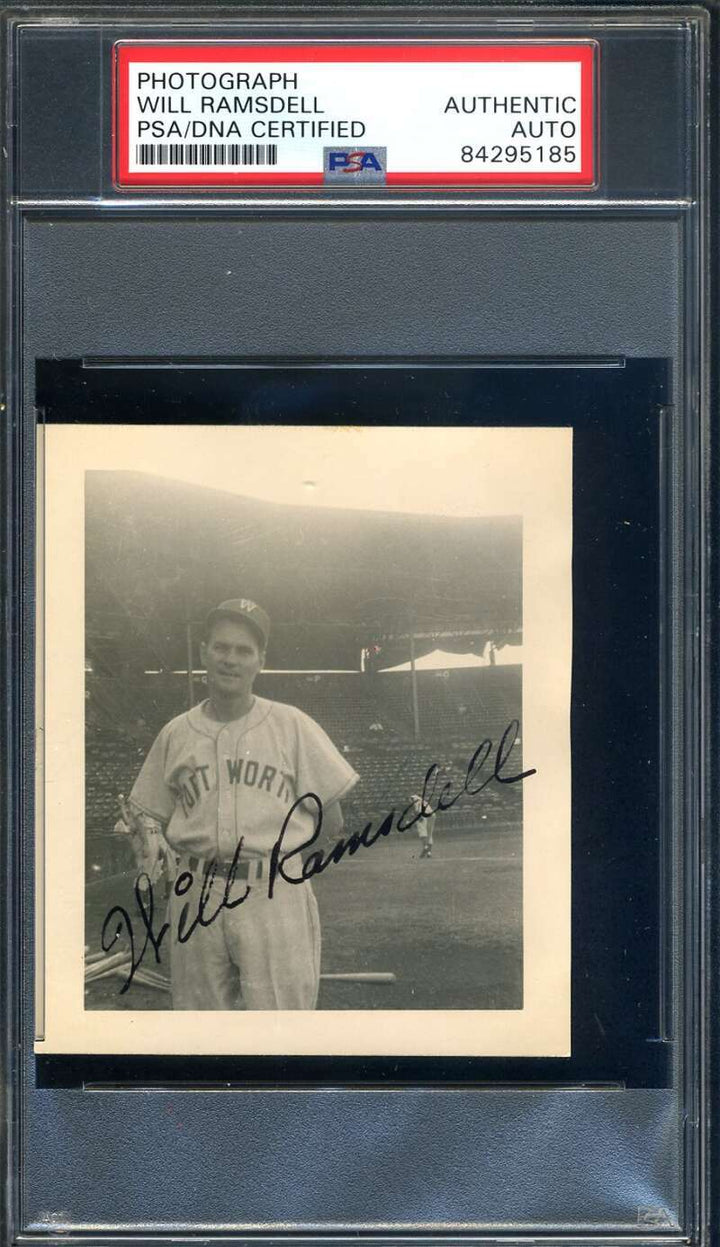 Will Ramsdell PSA DNA Coa Signed 1950`s Original Photo Fort Worth Cats Autograph