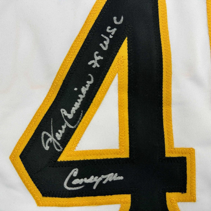 Framed Autographed/Signed John Candelaria 35x39 Pittsburgh White Jersey JSA COA