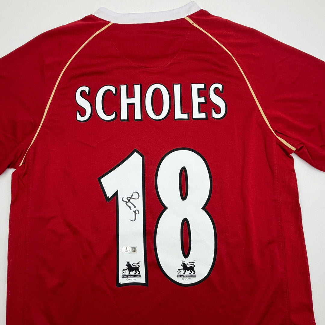 Autographed/Signed Paul Scholes Manchester United Maroon Jersey Beckett COA