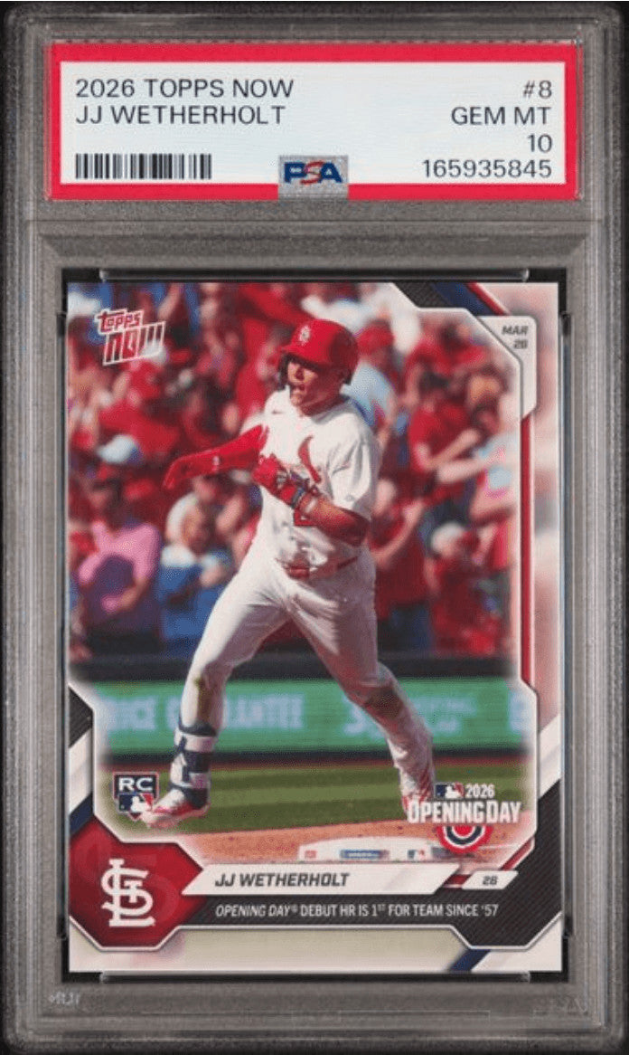 Graded 2026 Topps Now JJ Wetherholt #8 Rookie RC Baseball Card PSA 10