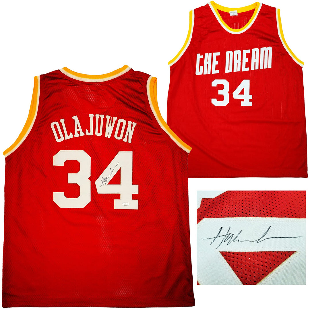 Houston Rockets Hakeem Olajuwon Signed Red Jersey The Dream JSA