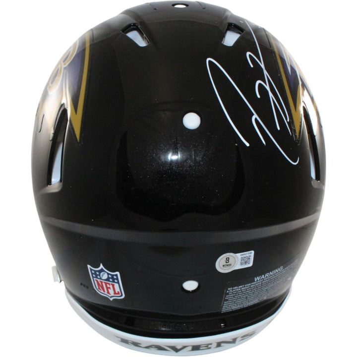 Ray Lewis Autographed Baltimore Ravens Authentic Helmet Beckett Witness 56144