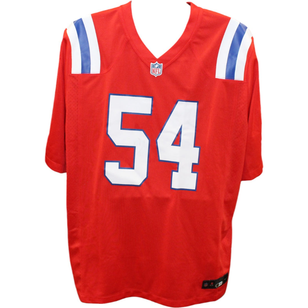 Tedy Bruschi Autographed New England Patriots Red Nike Jersey Beckett 44671