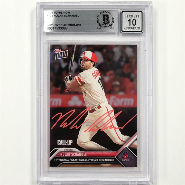 Nolan Schanuel 2023 Topps Now Rookie Debut signed RC card autograph BAS 10 Auto