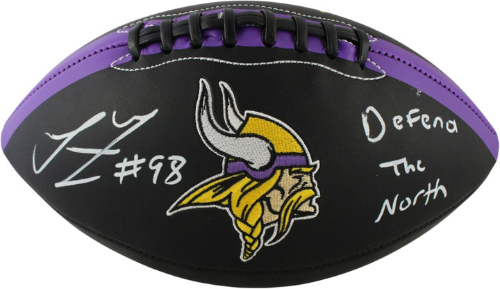 Linval Joseph Autographed Minnesota Vikings Logo Football Defend The North 59388