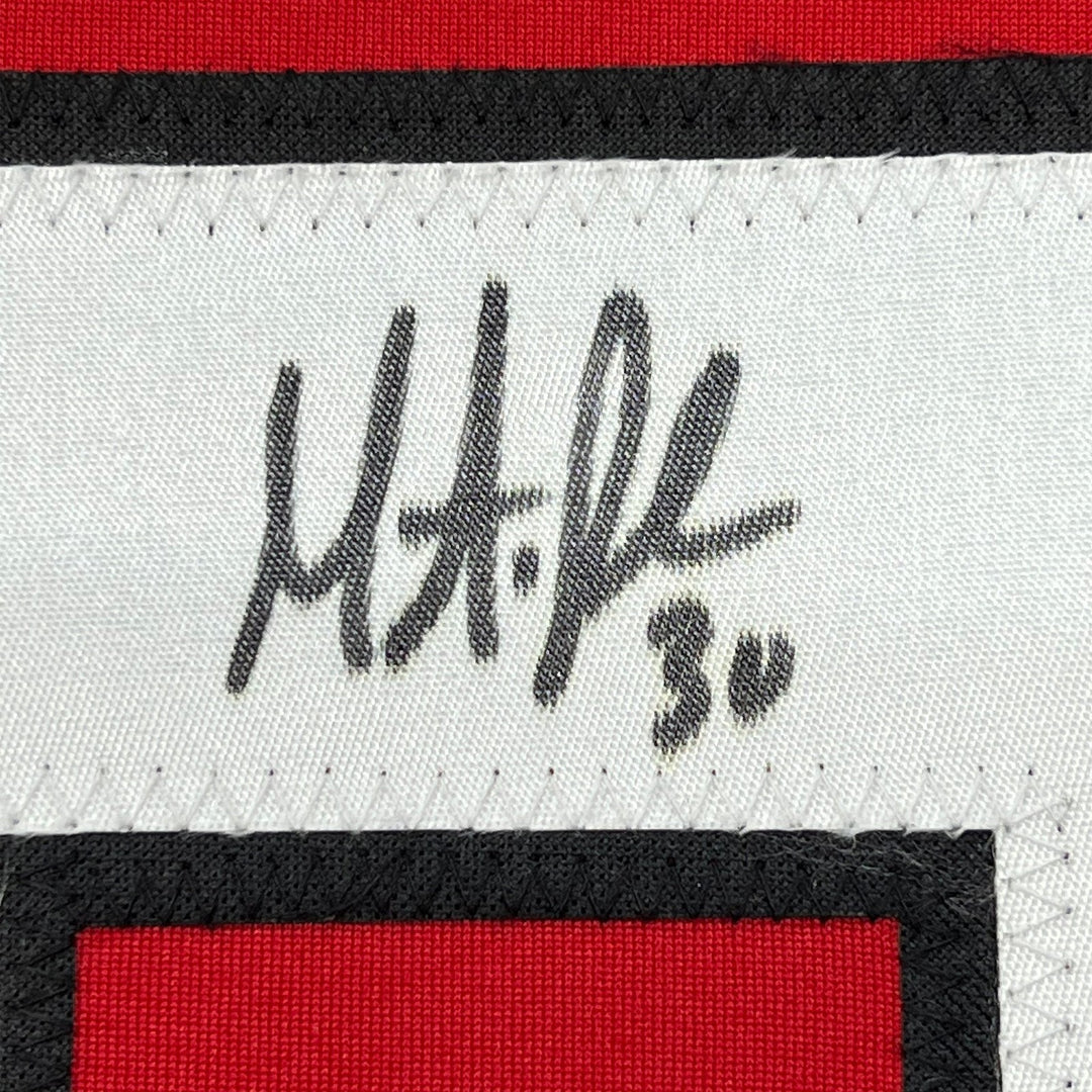 FRAMED Signed MARTIN BRODEUR 35x39 New Jersey Red Jersey JSA COA