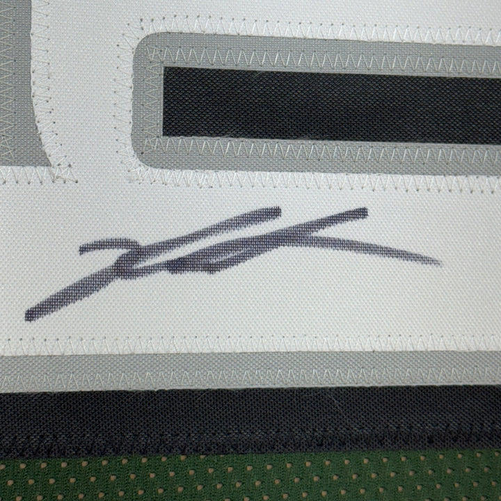 Framed Autographed/Signed Jalen Carter 35x39 Green Jersey Beckett BAS COA