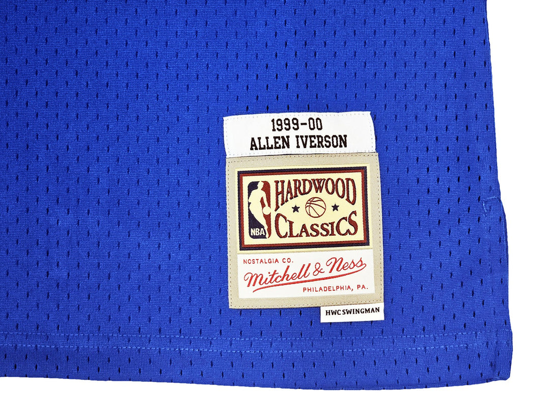 76ers Allen Iverson Auto Blue AUTH Mitchell Ness 99 HWC Swingman Jersey L BAS