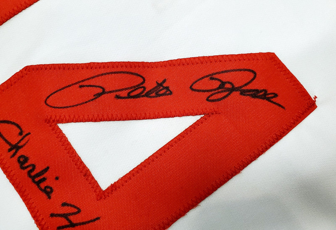 Cincinnati Reds Pete Rose Signed White Jersey "Charlie Hustle" PR Holo