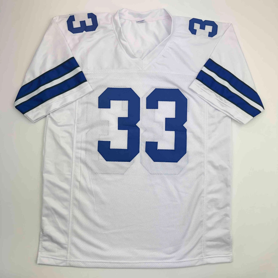 Autographed/Signed Javonte Williams Dallas White Jersey Beckett BAS COA