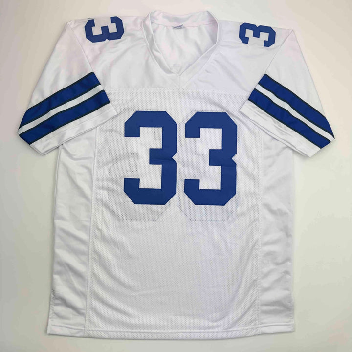 Autographed/Signed Javonte Williams Dallas White Jersey Beckett BAS COA