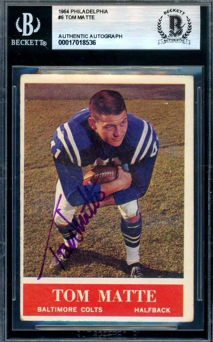 Tom Matte Beckett BAS Signed 1964 Philadelphia Gum Rookie Autograph