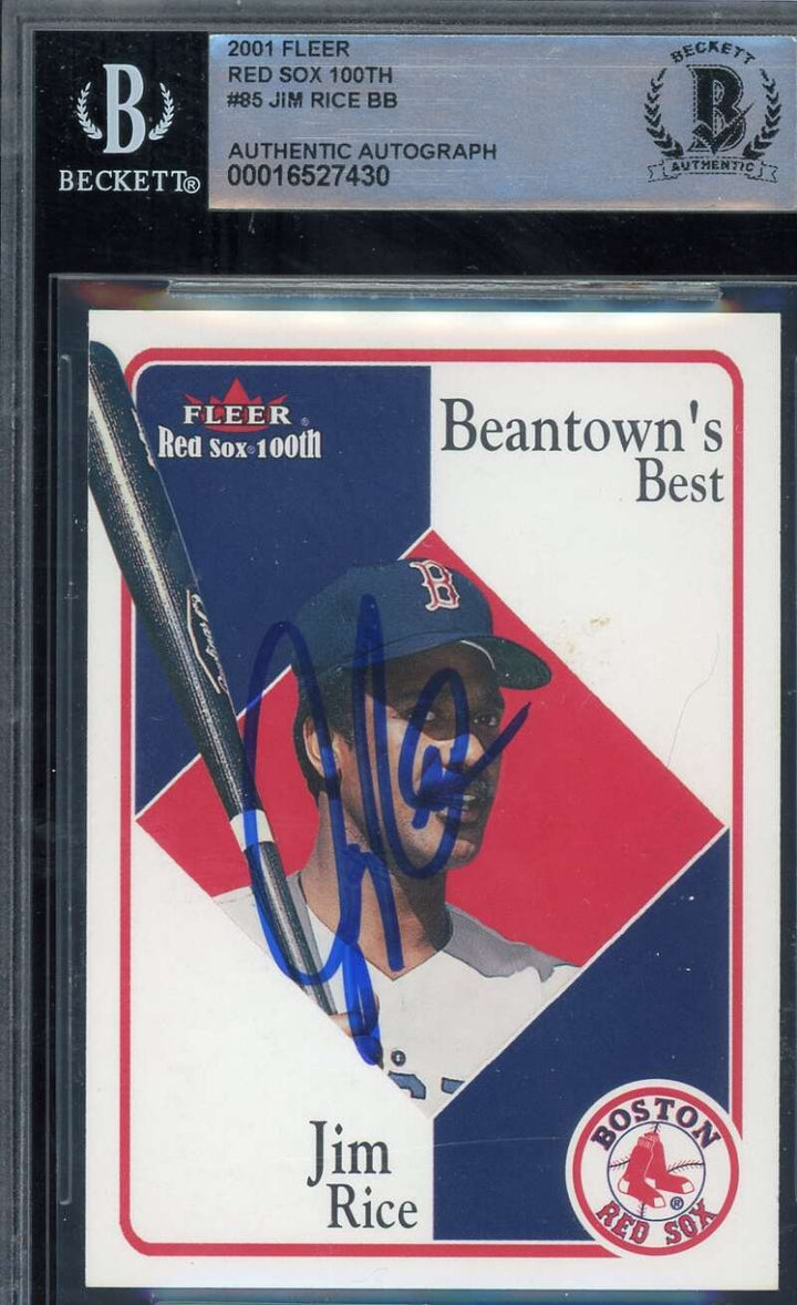 Jim Rice Beckett BAS Signed 2001 Fleer Red Sox 100th Autograph