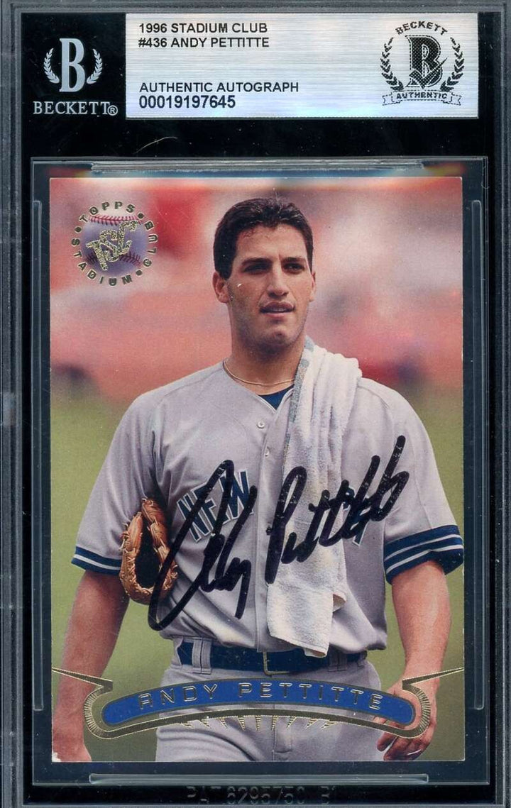 Andy Pettitte Beckett BAS Signed 1996 Stadium Club Autograph