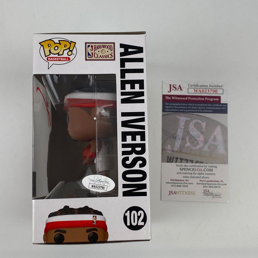 Autographed/Signed Allen Iverson 76ers Funko Pop #102 Figurine JSA COA