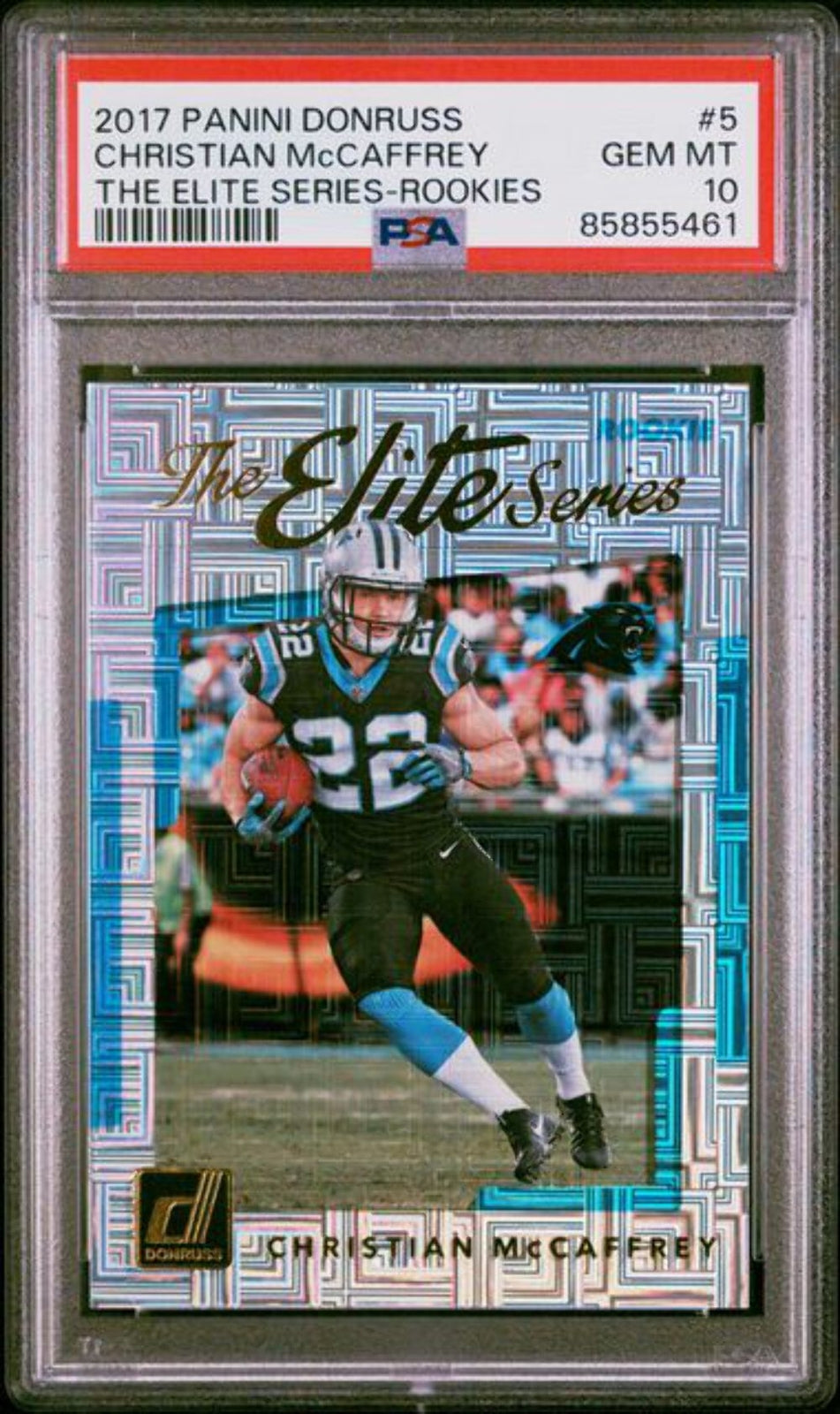 Graded 2017 Donruss Christian McCaffrey #5 Elite Series Rookies RC Card PSA 10