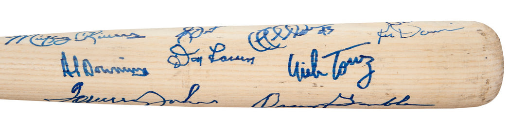 NY YANKEES OLD TIMERS SIGNED BAT GUIDRY LARSEN RIVERS DENT TORREZ LOPEZ WHITE +