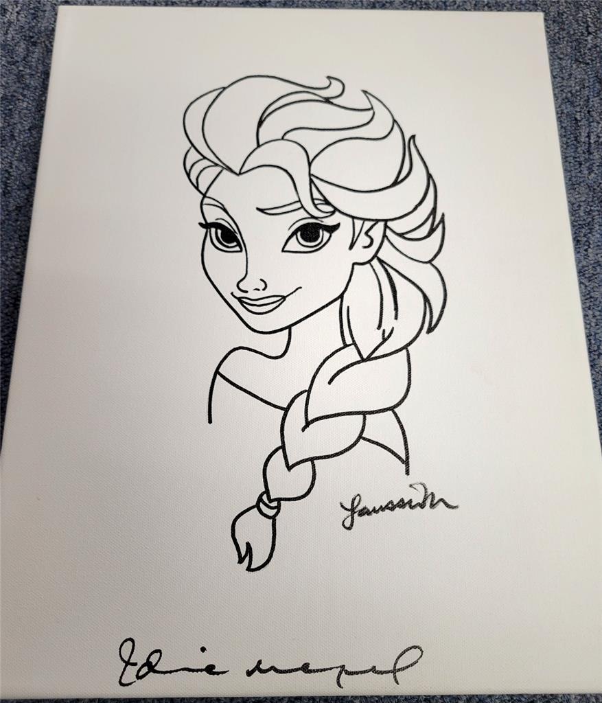 Idina Menzel signed Frozen Elsa 11x14 original canvas sketch Marantz artist PSA
