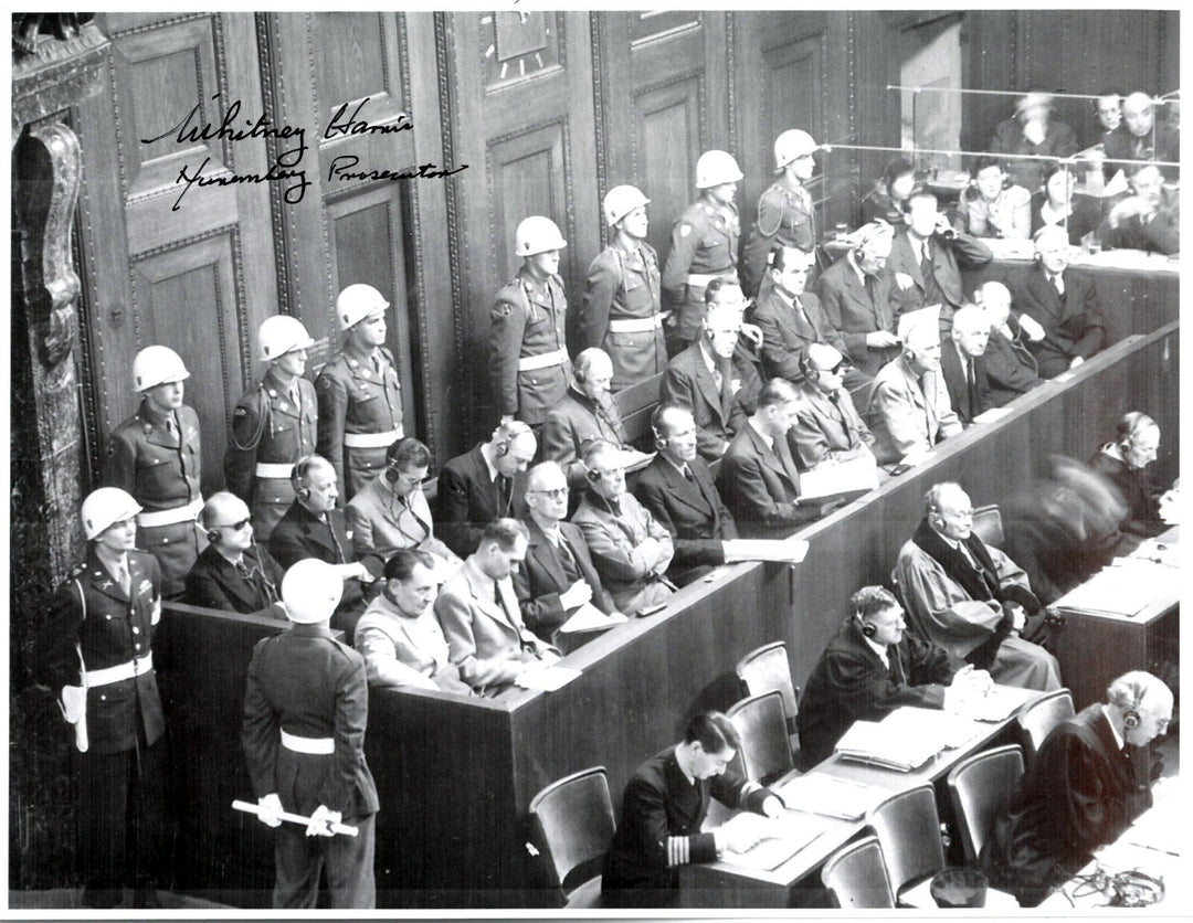 Whitney Harris signed 1945-46 WWll Nuremberg Trials B&W 8.5x11 Photo – PSA & GAI