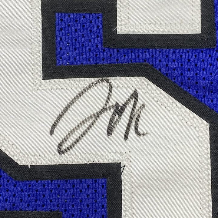 FRAMED Autographed/Signed JAHLIL OKAFOR 33x42 Duke Blue College Jersey JSA COA