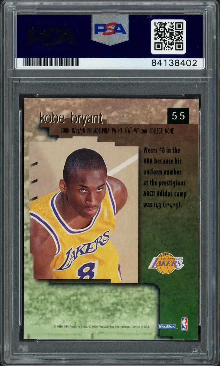 Kobe Bryant Signed 1996-97 Skybox Premium RC 55 Los Angeles Lakers PSA/DNA