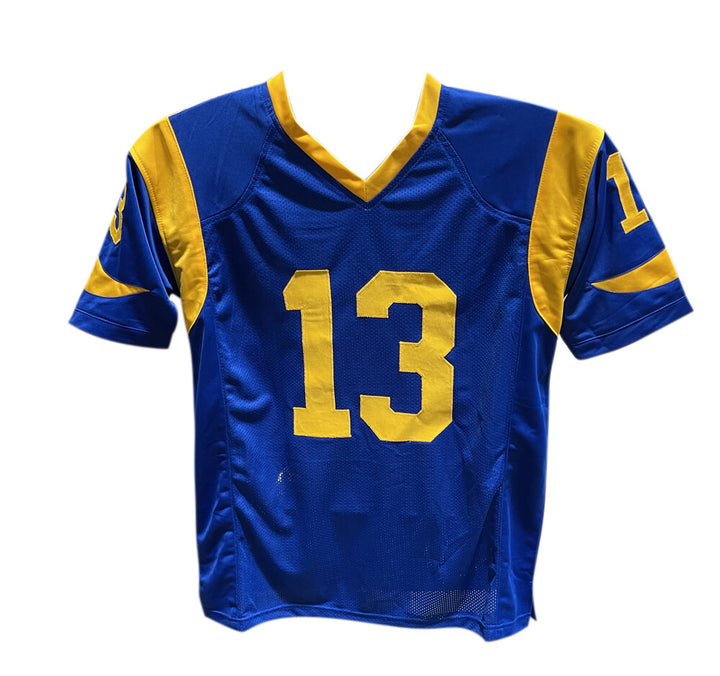 Kurt Warner Autographed/Signed Pro Style Jersey Blue Beckett 40944