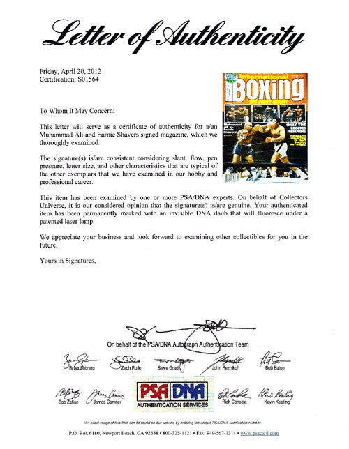 Muhammad Ali & Earnie Shavers Auto International Boxing Magazine Cover PSA/DNA