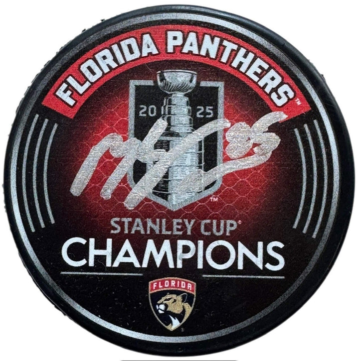 Mackie Samoskevich Signed 2025 Stanley Cup Champions Official Puck (JSA Witness)