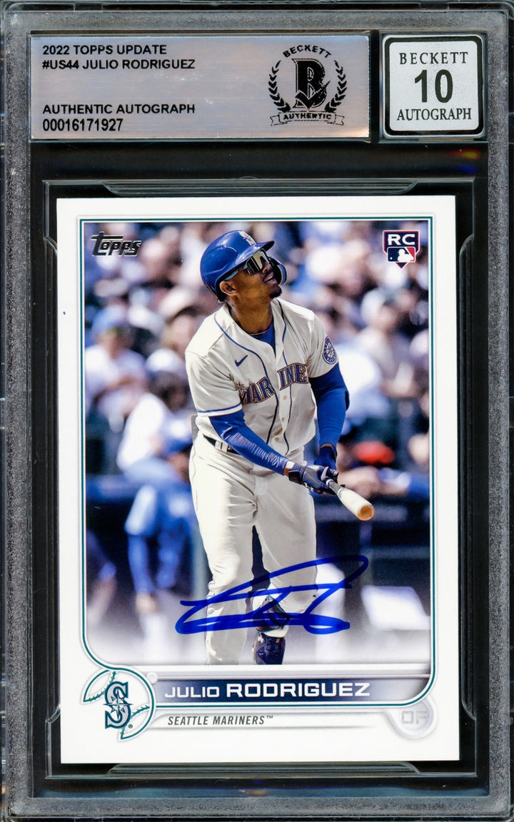 Julio Rodriguez Signed 2022 Topps Update RC US44 Mariners Auto GM 10 Beckett