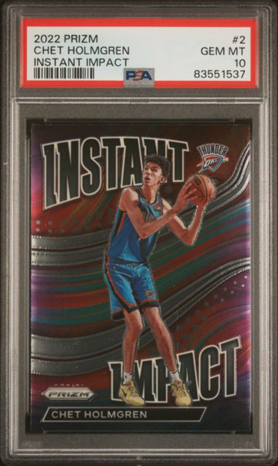 Graded 2022 Panini Prizm Chet Holmgren #2 Instant Impact Basketball Card PSA 10